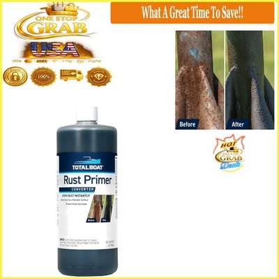 #ad Rust Primer Metal Treatment Stops Rust for Auto Boat Steel 32oz Quart $51.79