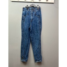 First Jeans Women 0 Blue Acid Wash High Rise Tapered Western Ankle Button USA
