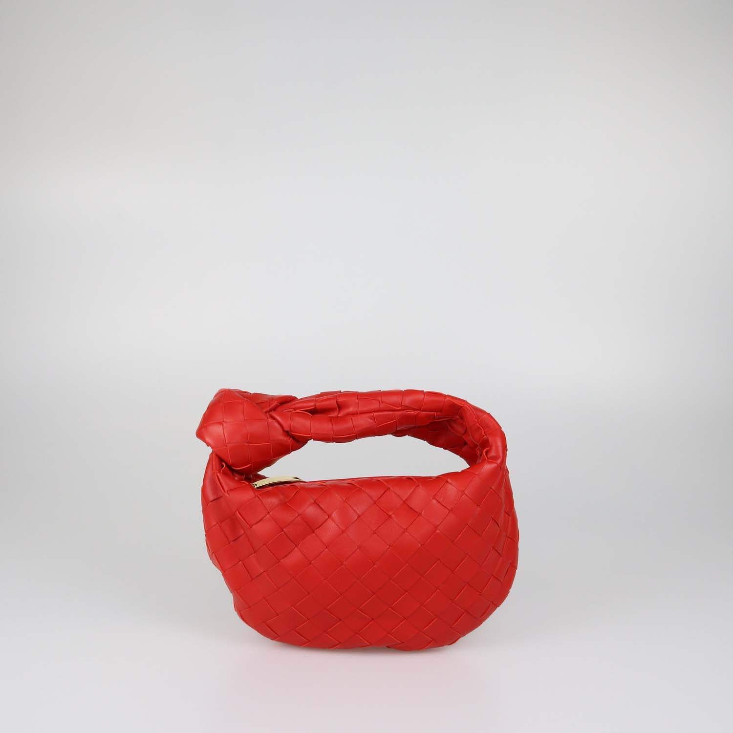 Bottega Veneta Red Intrecciato Leather Mini Jodie Hobo