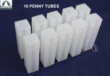 10 Square Penny Tubes / Archival Quality / Plastic Coin Tubes Made by Lighthouse