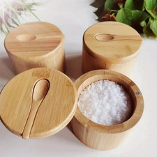 1pc Bamboo Wooden Seasoning Jar with Lid & Sp...