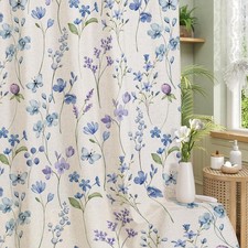 Extra Long Shower Curtain 72 x 84, Farmhouse Floral Fabric Shower Curtain for