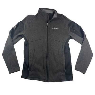 SPYDER Heather Gray Black Knit Full Zip Jacket Size Medium Mens Super Soft