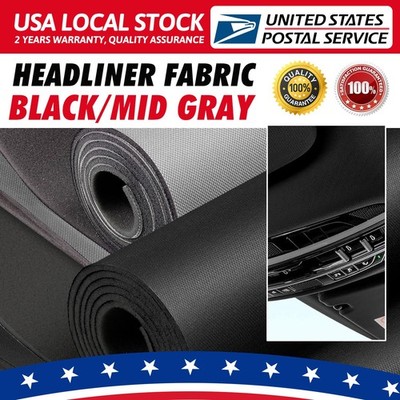 Black Gray Flat Knit Headliner Fabric Foam Backed for Car Roof Liner Repair