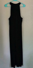 Mock Neck Sleeveless Velvet Maxi Dress XL black Side Slit Goth Glam festive sexy