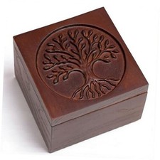 Hand-Carved Tree of Life Wooden Jewelry Box KAT- KL Tree Of Life Keepsake Box