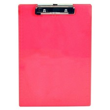 Recycled Plastic Clipboard, Letter/A4 Size, Low Profile Clip, Neon Pink
