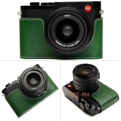For Leica Q2 Body Retro Style Handmade Genuine Real Leather Half Camera Case Bag