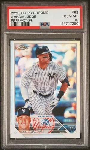 Aaron Judge 2023 Topps Chrome #62 PSA 10 GEM MT Yankees REFRACTOR POP 28