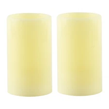 Battery Operated Flameless 4" Pillar Candle Set with Built-In Timer, Set of 2