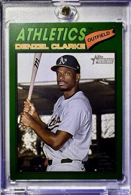 DENZEL CLARKE RARE TOPPS HERITAGE GREEN BORDER INVESTMENT CARD ATHLETICS MINT