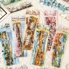 10Pcs Flowers House Seaside Stickers Journal Planner Album Scrapbooking Collage