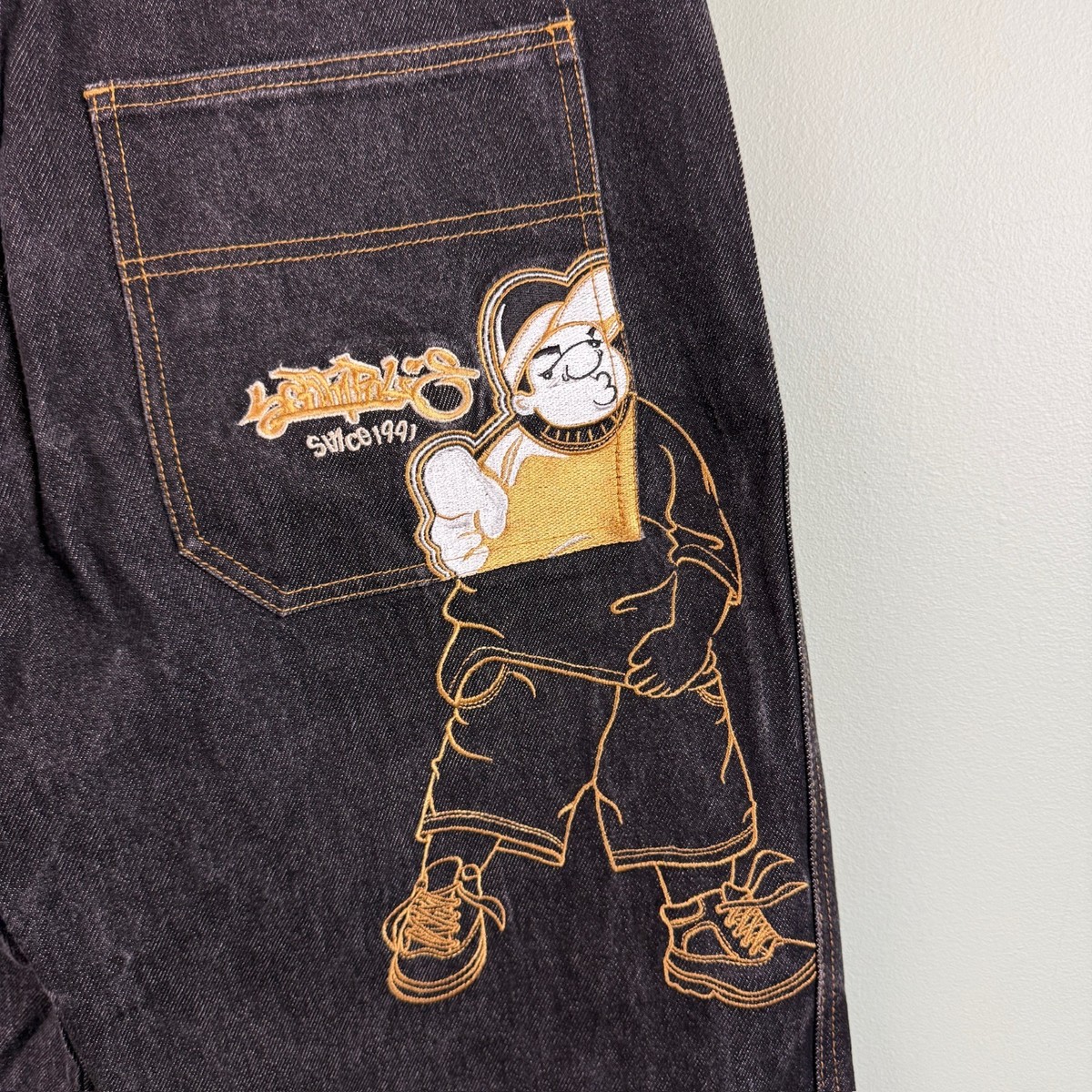 Southpole B Boy Embroidered Baggy Jeans Vintage Y2K Skater Hip Hop