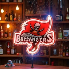 16"x15" Tampa Bay Buccaneers LED Neon Sign With Dimmer USB Powered Light Wall VL