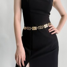 New Luxe Style Designer Tiger  Logo Waist Chain Belt Gold/Silver color Metal