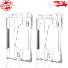 2 Pack Hard Plastic Badge Holders Heavy Duty Clear ID Credit Card Protector