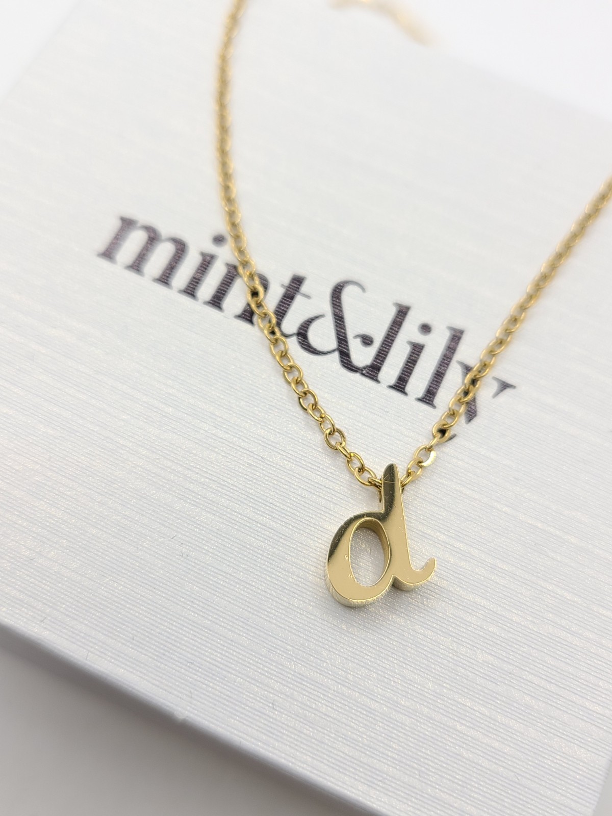 Mint & Lily Tiny Script Initial Necklace Letter "… - image 1