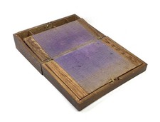 Antica scatola da scrivania portatile in legno XIX secolo con pendenza e scrittura come da ritrovamento