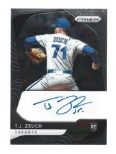 T.J. Zeuch AUTOGRAPH RC Toronto Blue Jays 2020 Panini Prizm #RA-TZ AUTO!