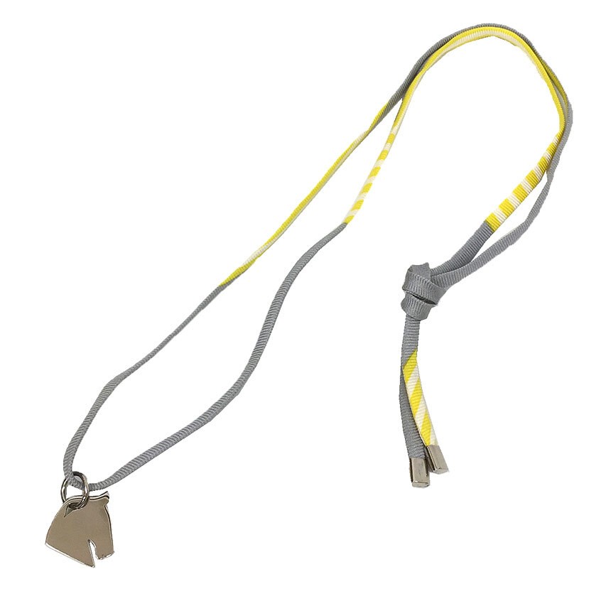 HERMES Tourbillon Horse Charm Silk Choker Necklace Strap AQ10449 #QO1JYI