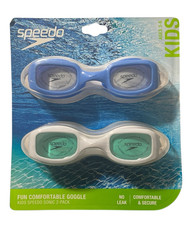 Speedo Kids Sonic Goggles- For Ages 3-6 - Twin Pack - 1 White  1 Blue