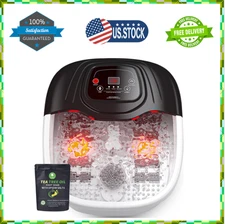 Foot Spa Bath Massager with Heat Bubbles Vibration Red Light for Stress Relief