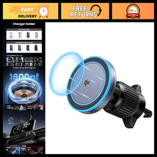 15W Magnetic Wireless Car Charger Mount, Qi2 Fast Charging, Phone Holder, Auto A