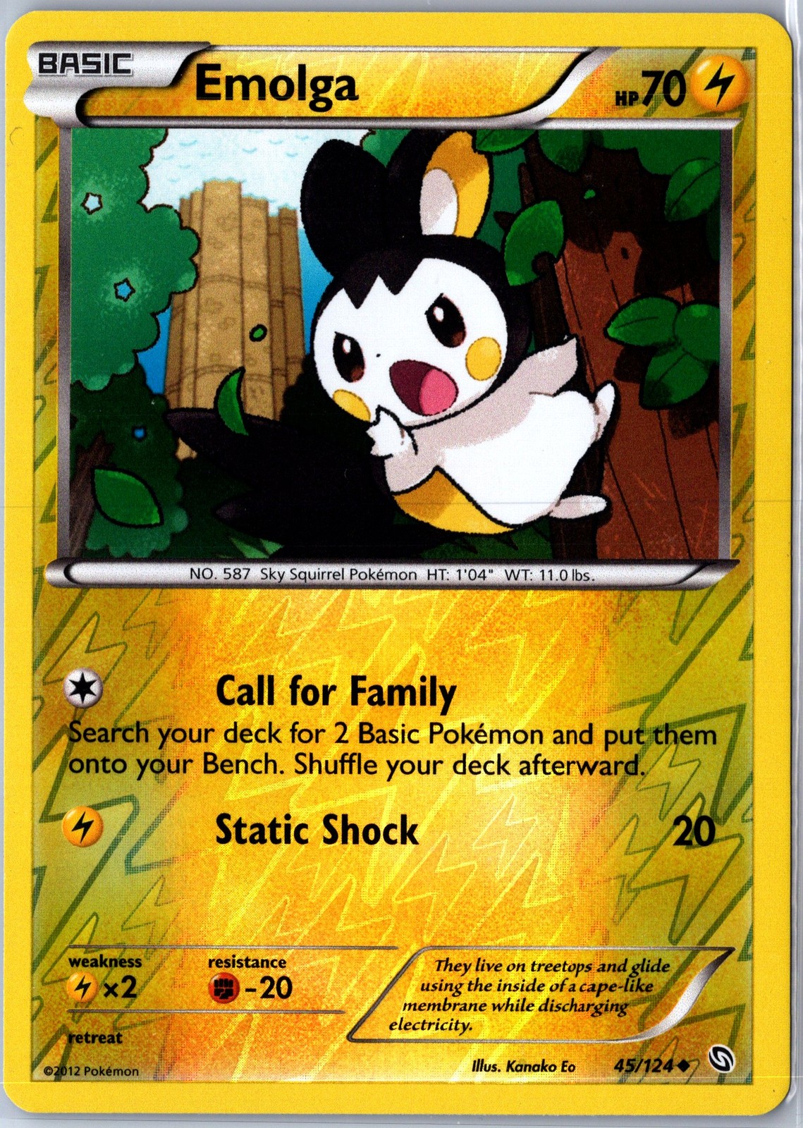 Pokemon tcg: Dragons Exalted Emolga #45/124 Reverse Holo - NM Uncommon .VO5