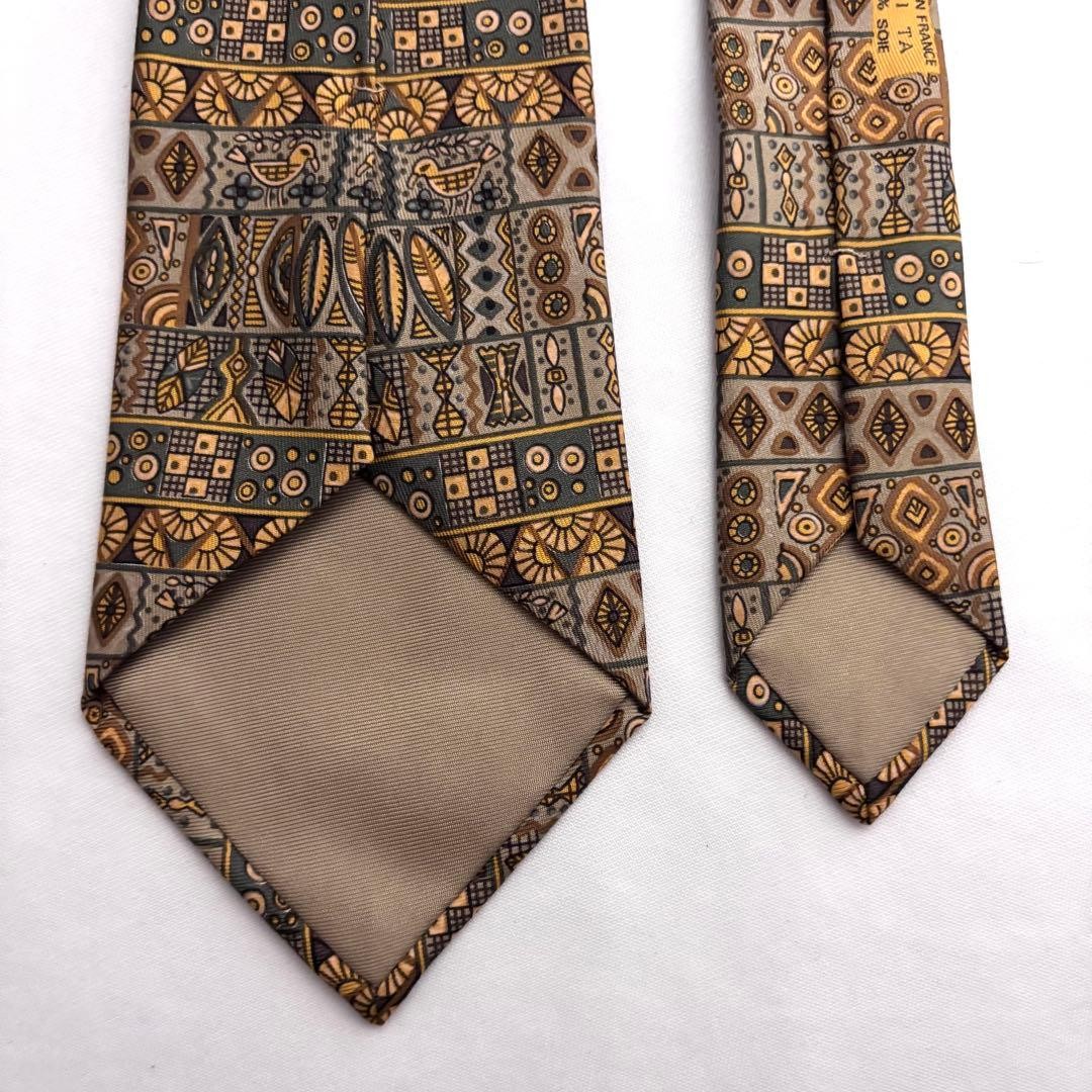 Hermes Brown Gold Pattern Tie, Unused, Rare Design image 3