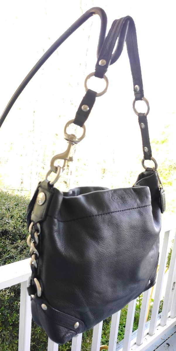 バッグ COACH Vintage Leather Black Shoulder Bag Coach Vintage MEDIUM F15251 Carly Black Leather Shoulder Bag | eBay