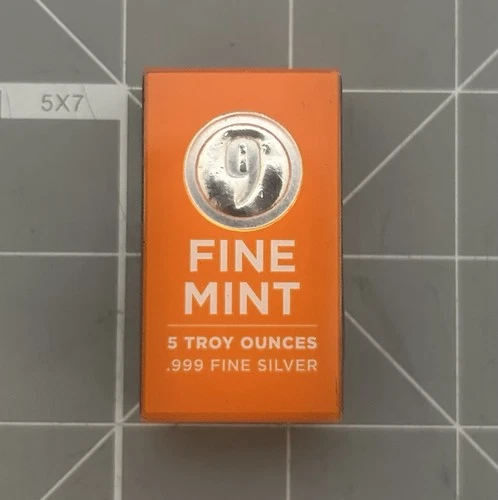 9Fine Mint Cast Poured Silver Bar 5 Oz Troy Sealed .999 Fine Silver