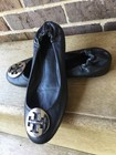 Tory Burch Leather Ballet Flats Women’s Size 7.5 Silver Medallion Black Slip Ons — photo 8