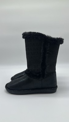 Michael Kors Lettie 2 TAN Girls Faux Fur Black Boots Size 2 US New VINTAGE