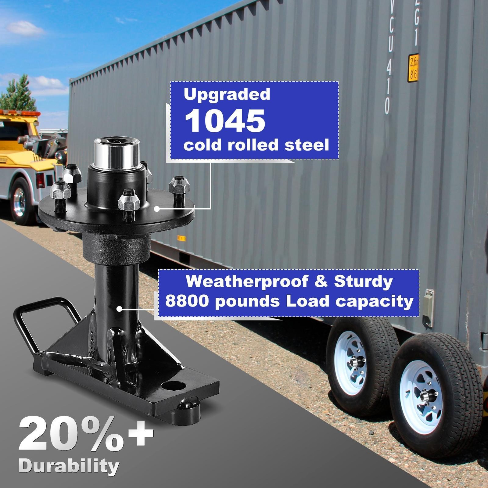 2 Pack Shipping Container Wheels 5.5-Lug Wheels Kit, Shipping Container Accessor