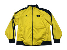 Adidas University of Michigan Full Zip Jacket Yellow & Blue Sleeve Spell Out XL