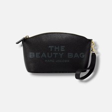Marc Jacobs Women's Black Leather Logo Zipper Beauty Bag