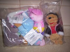 4 PLUSH bean bag WINNIE THE POOH  PIGLET from DISNEY STORE easter  pilot pooh