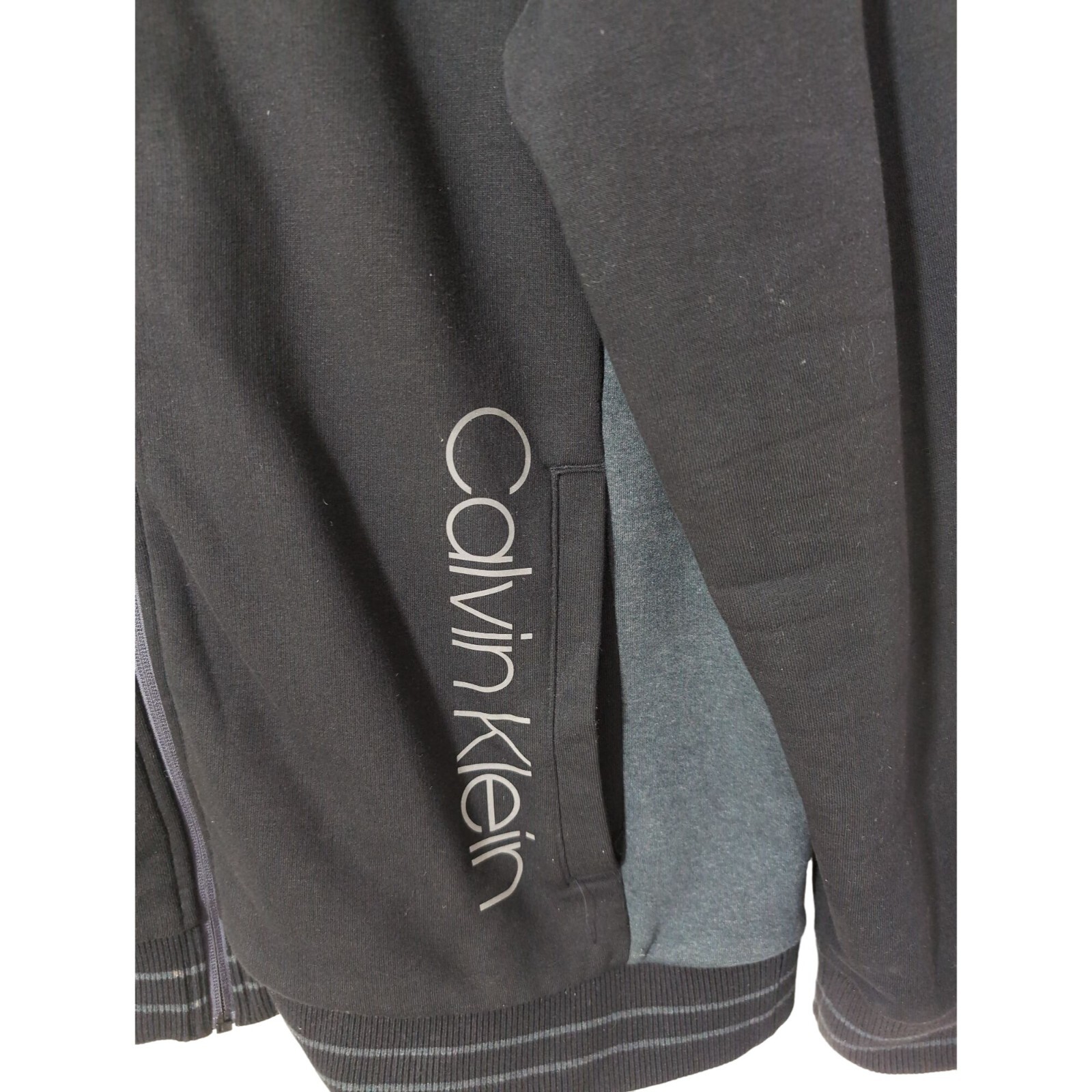 Calvin Klein Full Zip Jacket Mens XL Black Gray Fleece Lined Casual Everyday thumbnail 4