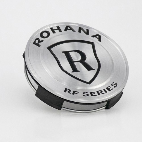 Rohana RFX Center Caps Brushed Titanium With Black Lettering - Set of 4 - Picture 2 of 2
