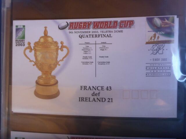 2003 RUGBY WORLD CUP QUARTER FINAL COVER NPC POSTMARK FRANCES WIN