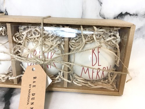 NEW Rae Dunn Christmas Ornaments Be Merry Drink Eat Set of 3 Holiday Gift - Picture 6 of 7