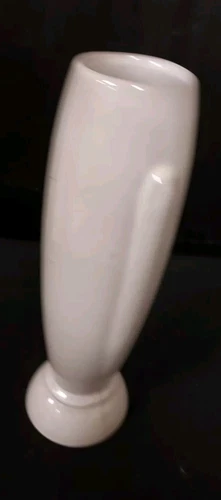 Vintage Frankoma Pottery # 43 Art Deco Bud Vase White 8.5" Tall White Great Cond