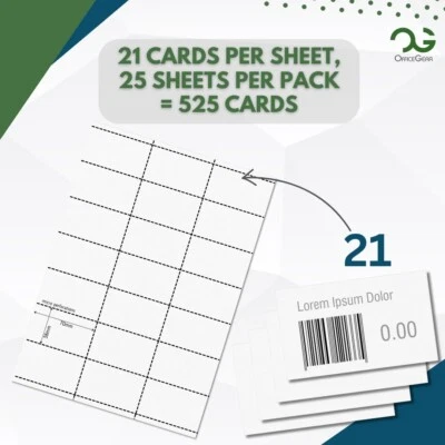 OFFICEGEAR Shelf Edge Printable Barcode Price Labels 38x70mm [21-up | 25 Sheet | 525 Pcs]