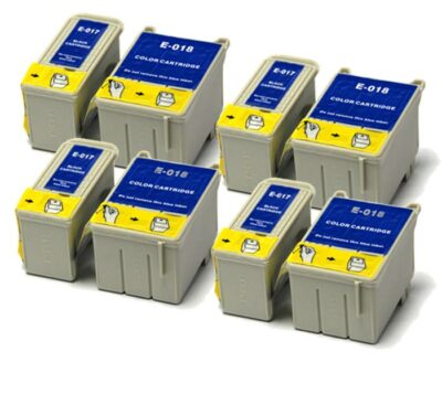 4x Schwarz & 4x Farbkompatible (keine OEM) Tintenpatronen als Ersatz für T017 / T018