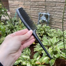 Vintage Unbreakable DuPont tuffy Purse Used Comb 8" Black Plastic Rat Tail USA