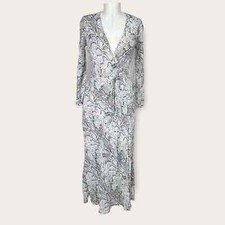 Reformation Jaz Python Snake Print Wrap Midi Dress Gray Size Small
