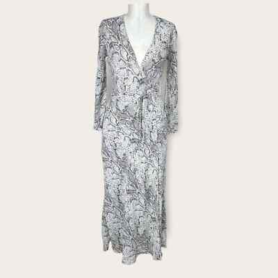 Reformation Jaz Python Snake Print Wrap Midi Dress Gray Size Small