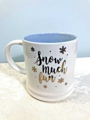 THRESHOLD ''SNOW MUCH FUN'' Mug; no chips; ht 4''; top dia 3 1/2''
