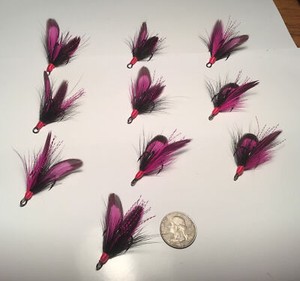 10 Dressed Treble Hooks With Laced Feathers,Deer Hair,size 2 Eagle Claw