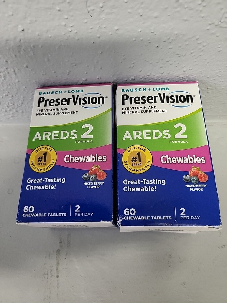 Lot Of 2 PreserVision Areds 2 Formula Eye Vitamin & Mineral 60 Chewables 8